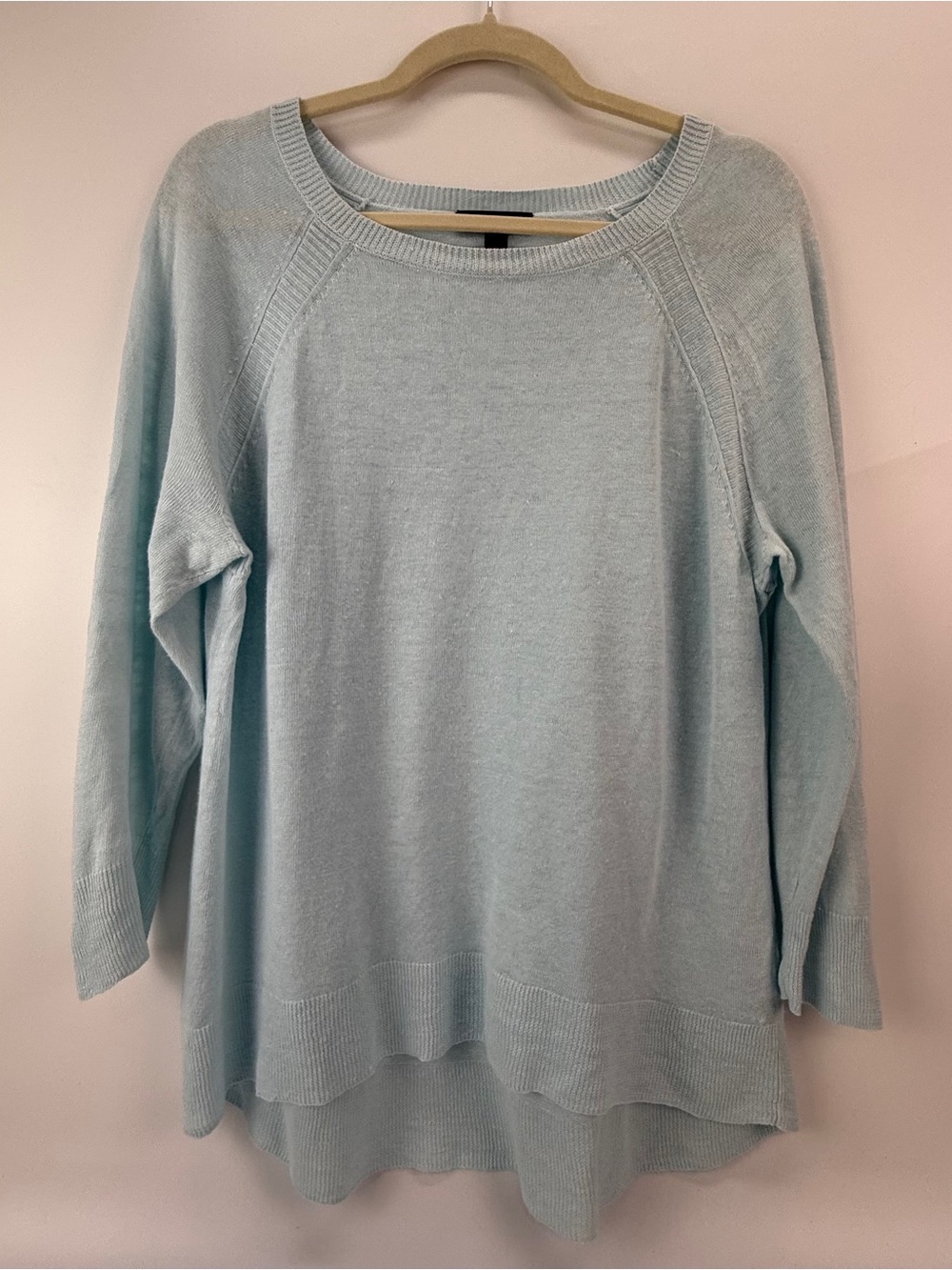 J. Crew Womens 100% Linen Sweater Size M Pastel Blue Semi Sheer Coastal Preppy